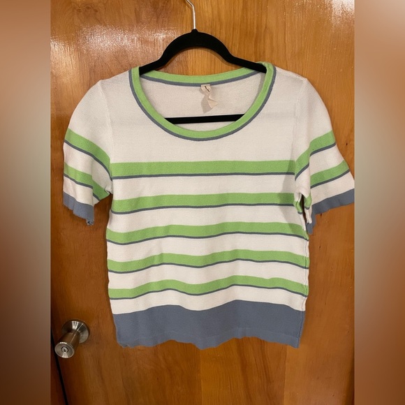 Skovhuus Organic Cotton Striped Short-Sleeve Sweater Top - Picture 2 of 6